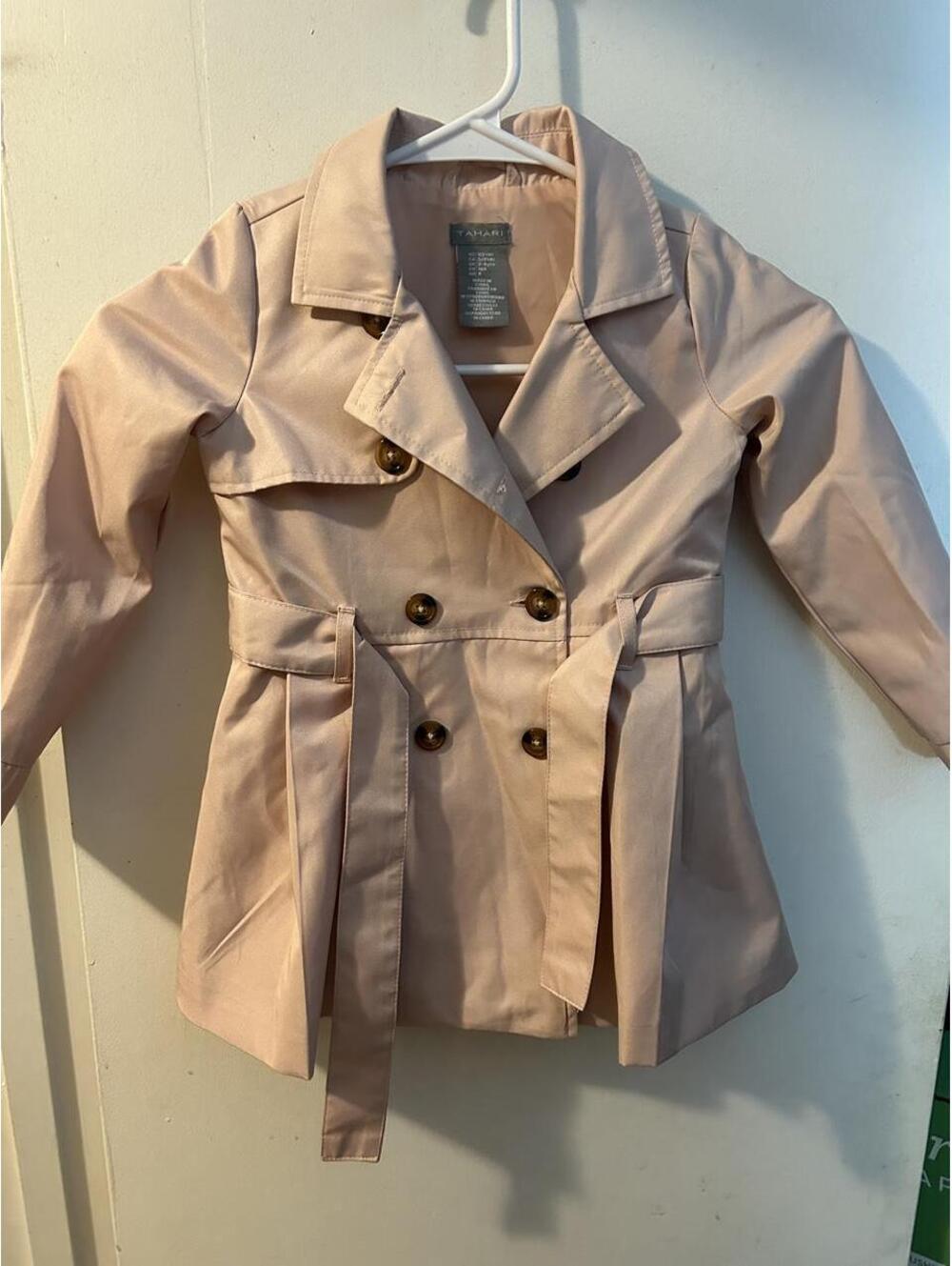 Tahari Pink trench coat with belt size 4 years